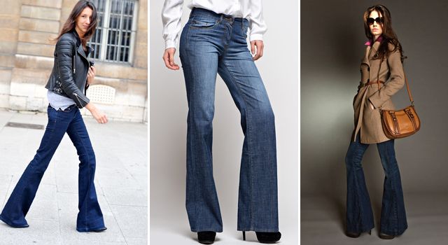 модно носить джинсы клеш